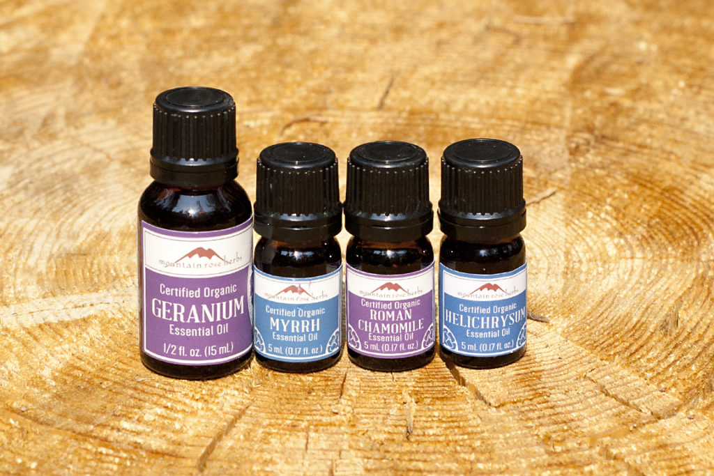 Natural Skin Care New Oils - geranium, myrrh, roman chamomile, helichrysum